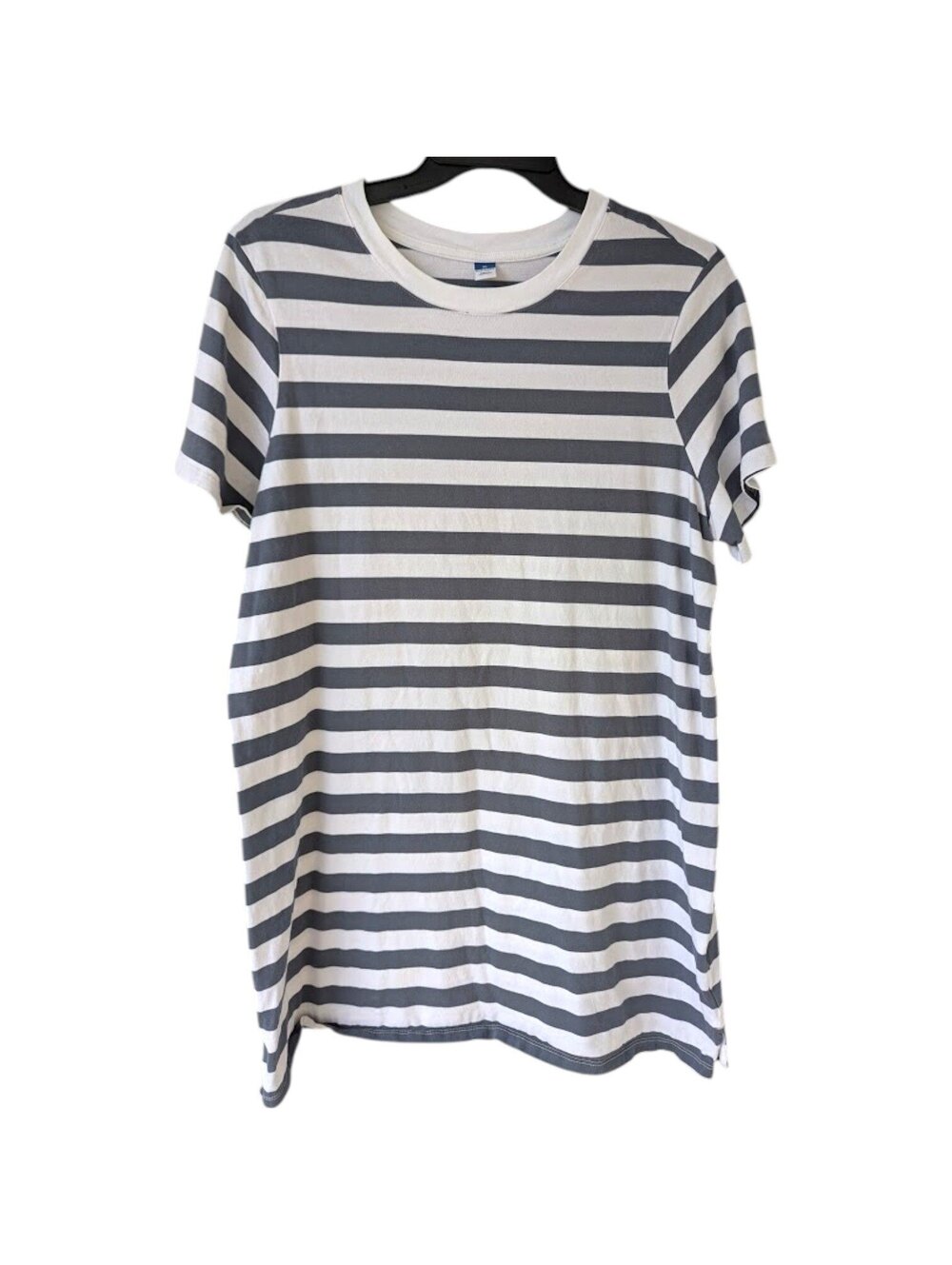 Old Navy Striped T-Shirt Mini Dress Summer XL Grey Vintage Style Top 22.5x34